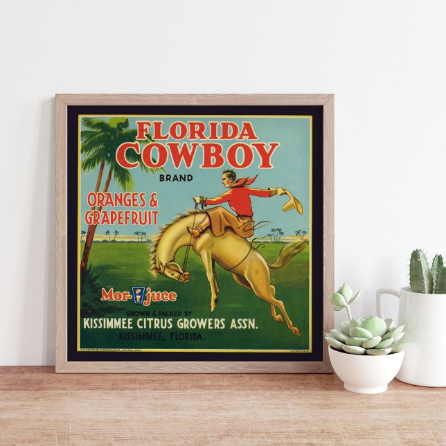 Florida Cowboy Brand Oranges and Grapefruit Label Poster (Skapare uppladdad)
