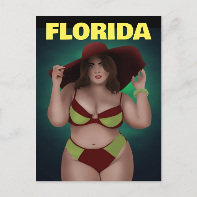 FLORIDA CURVY BBW ART WOMAN BIKINI GIRL POSTCARDS VYKORT (Framsida)