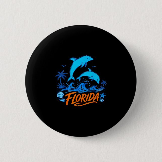 Florida delfiner lekfulla havsvågor design  knapp (Framsida)