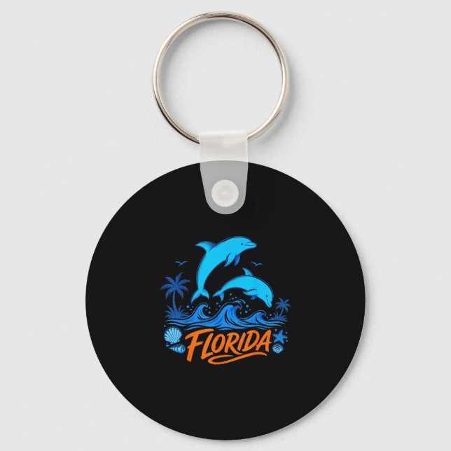 Florida delfiner lekfulla havsvågor design  nyckelring (Framsida)