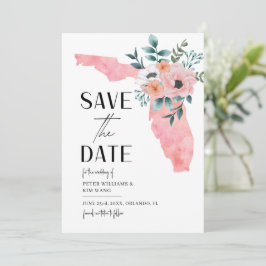 Florida Destination Bröllop Vattenfärg Blommor Spara Datumet