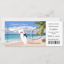 Florida Destination Wedding Biljett Boarding Pass Inbjudningar