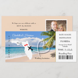 Florida Destination Wedding Biljett Boarding Pass Inbjudningar