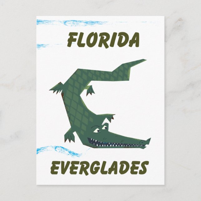 Florida Everglades Alligator-semesterkonst. Vykort (Framsida)