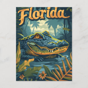 Florida Everglades Alligator Vintage Vykort