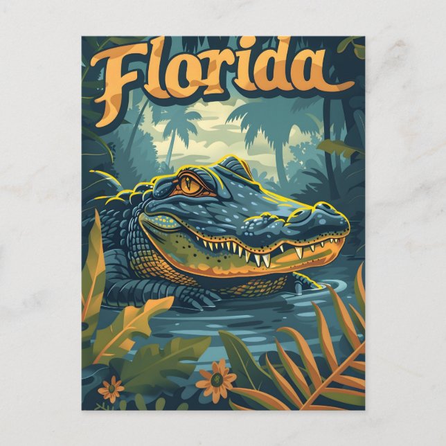 Florida Everglades Alligator Vintage Vykort (Framsida)