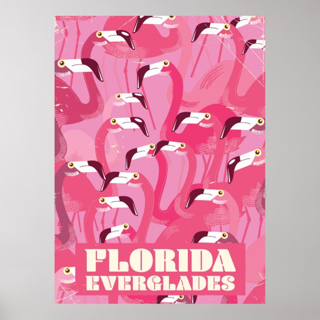 Florida Everglades Flamingo vintage resor poster (Framsidan)