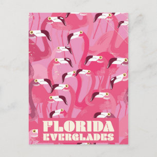 Florida Everglades Flamingo vintage resor poster Vykort