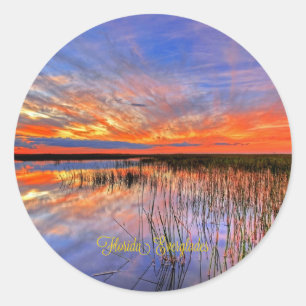 Florida Everglades, scenisk panorama, Runt Klistermärke