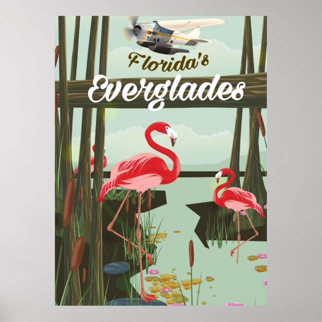 Florida Everglades-tecknadens reseaffisch Poster (Framsidan)