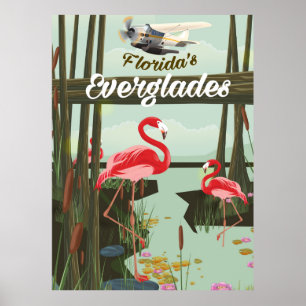 Florida Everglades-tecknadens reseaffisch Poster