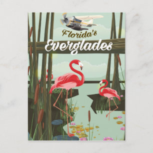 Florida Everglades-tecknadens reseaffisch Vykort
