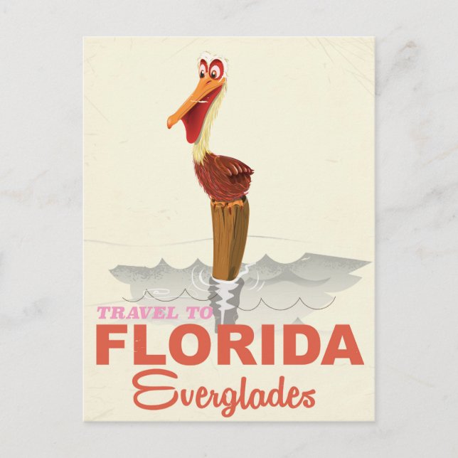 Florida everglades vintage resemålningaffisch vykort (Framsida)