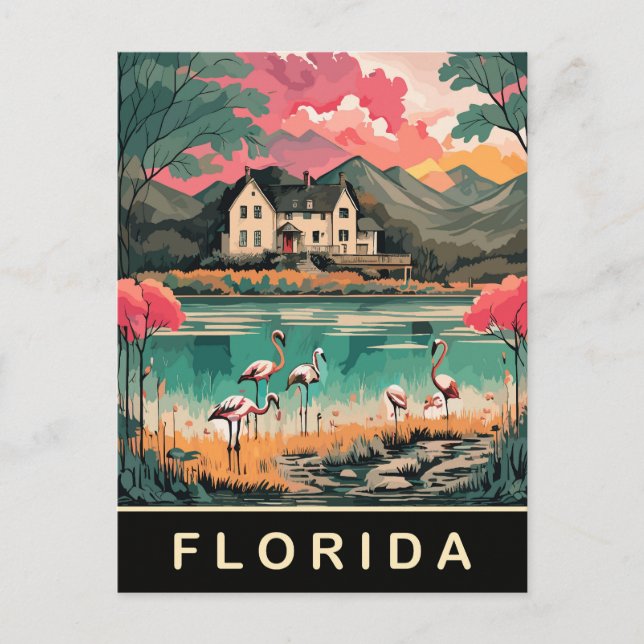 Florida, Fåglar på Kusten, Watercolor Travel Vykort (Framsida)