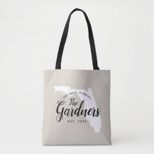 Florida Family Monogram State Tote Bag Tygkasse