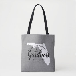 Florida Family Monogram State Tote Bag Tygkasse