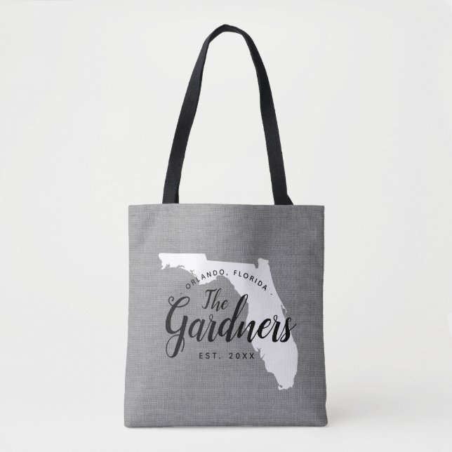 Florida Family Monogram State Tote Bag Tygkasse (Framsida)