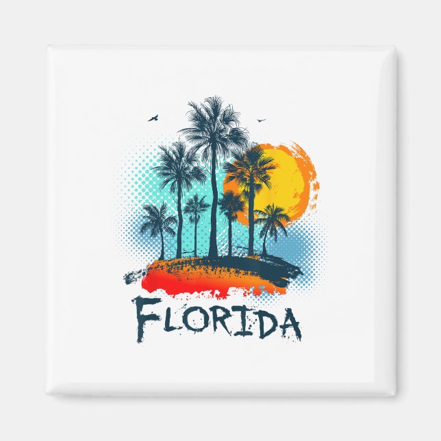 Florida Fl sommar Miami Vibes Strand Sunshine Stat Magnet (Framsidan)