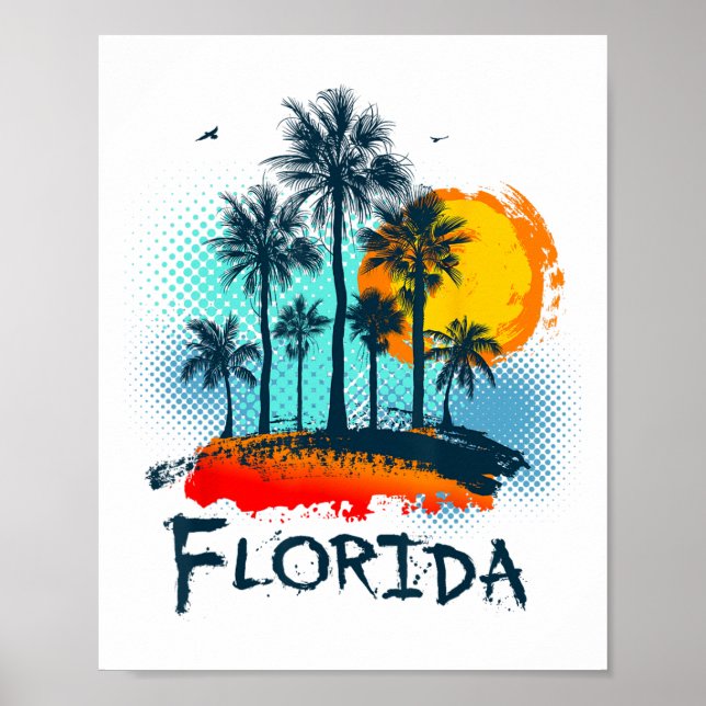 Florida Fl sommar Miami Vibes Strand Sunshine Stat Poster (Framsidan)