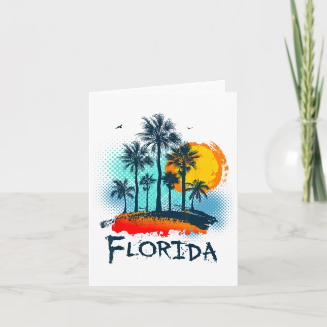 Florida Fl Summer Miami Vibes Beach Sunshine State Kort (Framsida)