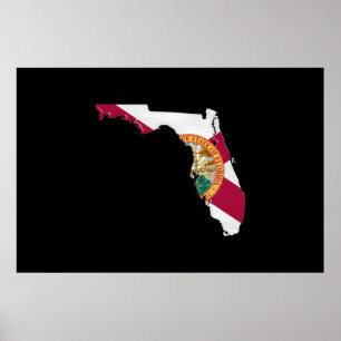 Florida flagga och karta poster