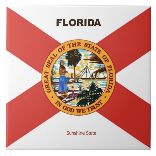 Florida Flagga och Slogan Kakelplatta (Framsidan)