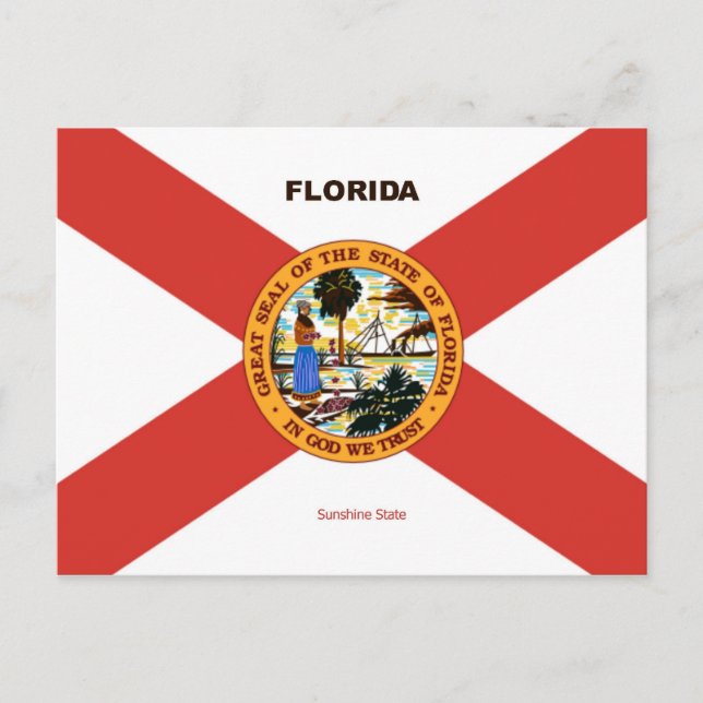 Florida Flagga och Slogan Vykort (Framsida)