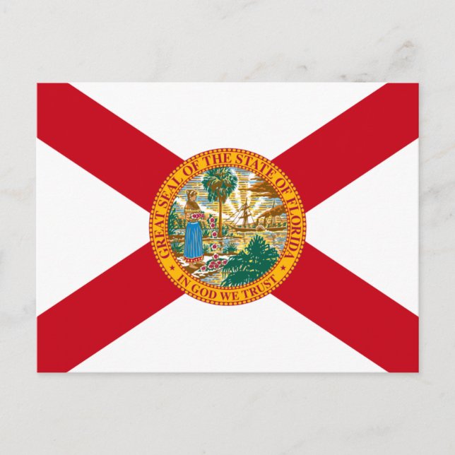 Florida Flagga: Sunshine State of Floridians Vykort (Framsida)