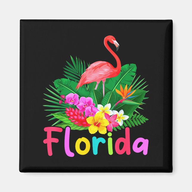 Florida Flamingo Tropisk Växt Sommarlov Magnet (Framsidan)