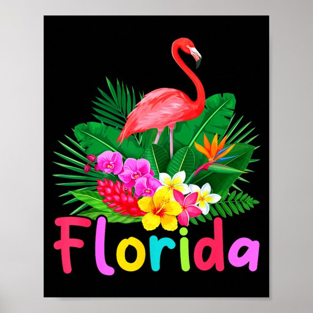 Florida flamingo tropisk växt sommarlov poster (Framsidan)