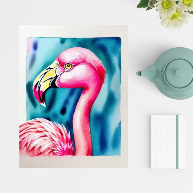Florida Flamingo, Vacation Watercolor Postcard Helg Vykort (Skapare uppladdad)