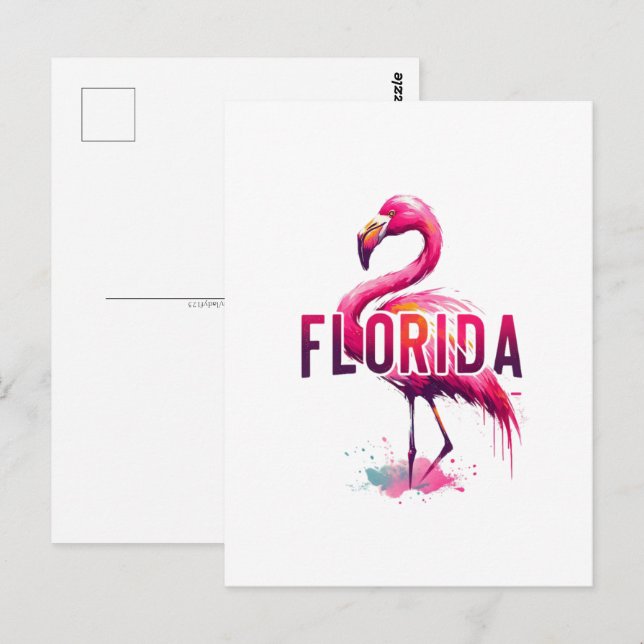 Florida, Flamingo, vykort för postkorsning (Fram/baksida)