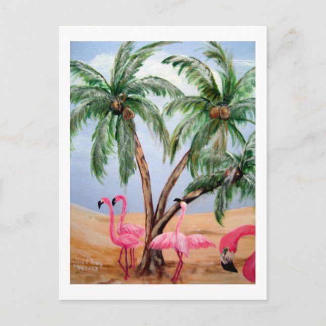 ’Florida Flamingos’ Lodrät Wildlife Postcard Vykort (Framsida)