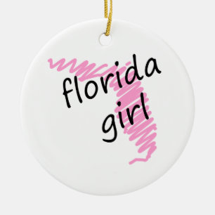 Florida flicka med den klottrade Florida kartan Julgransprydnad Keramik
