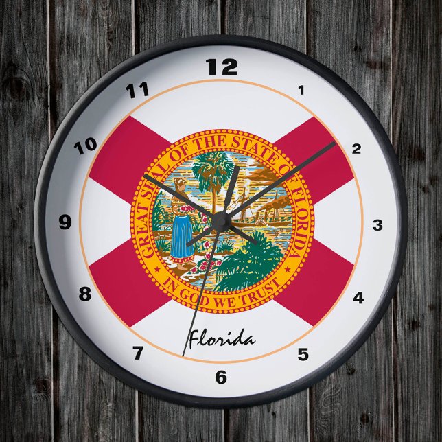 Florida &Florida Flagga trendig mode /design USA Rund Klocka (Skapare uppladdad)