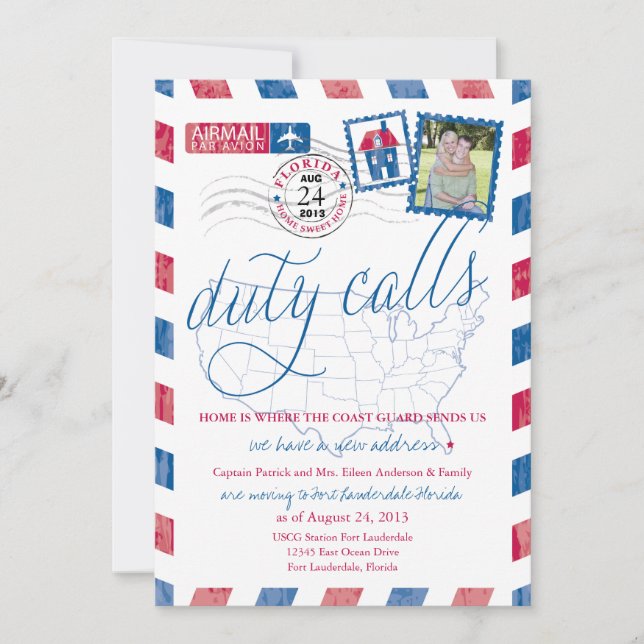 Florida Flygpost Militär Flyttningsannons Inbjudningar (Framsida)