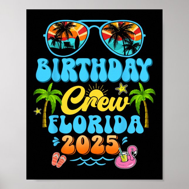 Florida Födelsedags Crew Semester Kryssning 2025 S Poster (Framsidan)