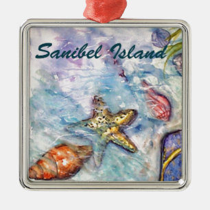 Florida för Sanibel övattenfärg konst Julgransprydnad Metall
