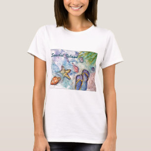 Florida för Sanibel övattenfärg konst Tee Shirt