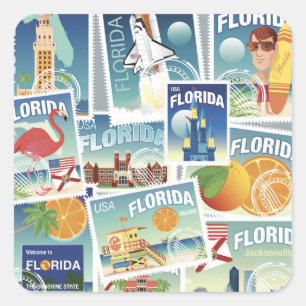 Florida frimärken fyrkantigt klistermärke