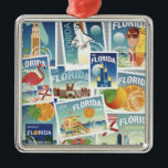Florida frimärken julgransprydnad metall<br><div class="desc">Denna design presenterar en collage av platser från Florida.</div>