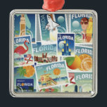 Florida frimärken julgransprydnad metall<br><div class="desc">Denna design presenterar en collage av platser från Florida.</div>