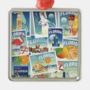 Florida frimärken julgransprydnad metall