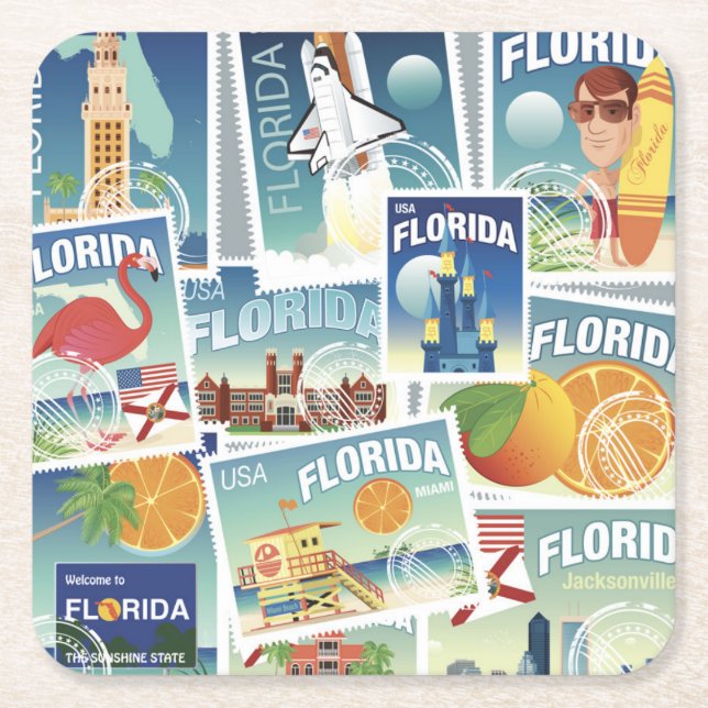 Florida frimärken underlägg papper kvadrat (Framsidan)