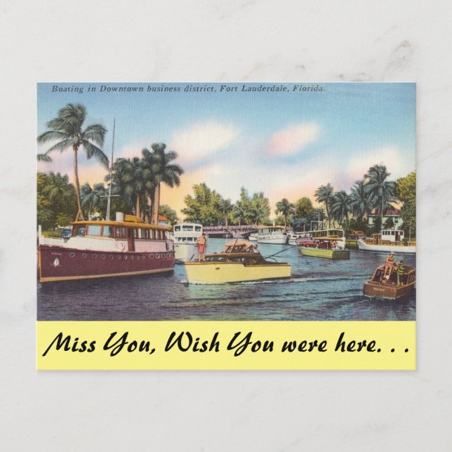 Florida, Ft. Lauderdale, Boating Downtown Vykort (Framsida)