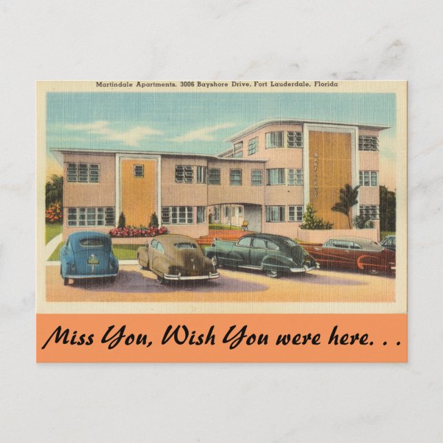 Florida, Ft. Lauderdale, Martindale Apartments Vykort (Framsida)