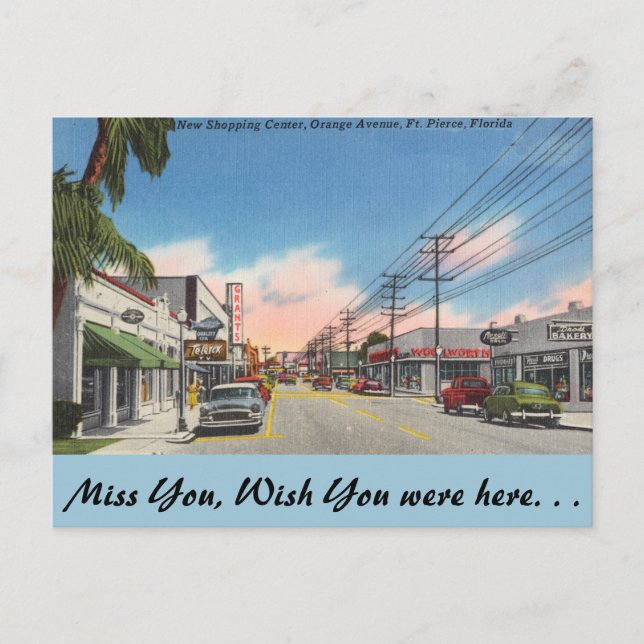 Florida, Ft. Pierce, Orange Avenue Vykort (Framsida)