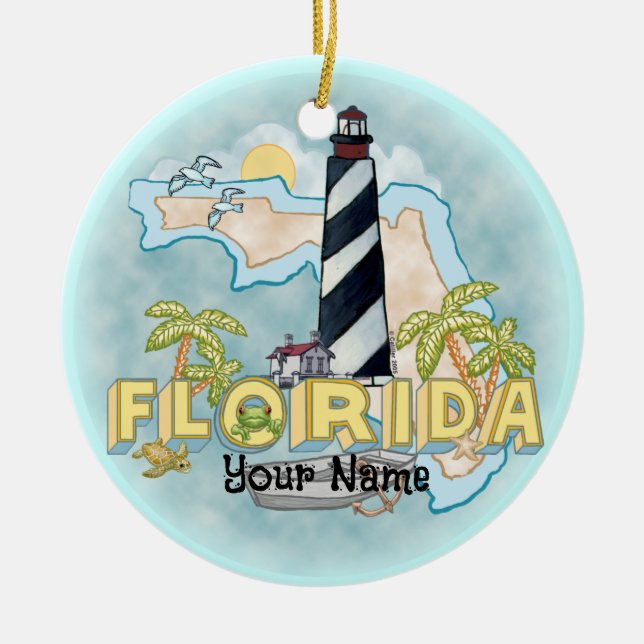 Florida Fyrtorn  Julgransprydnad Keramik (Framsidan)