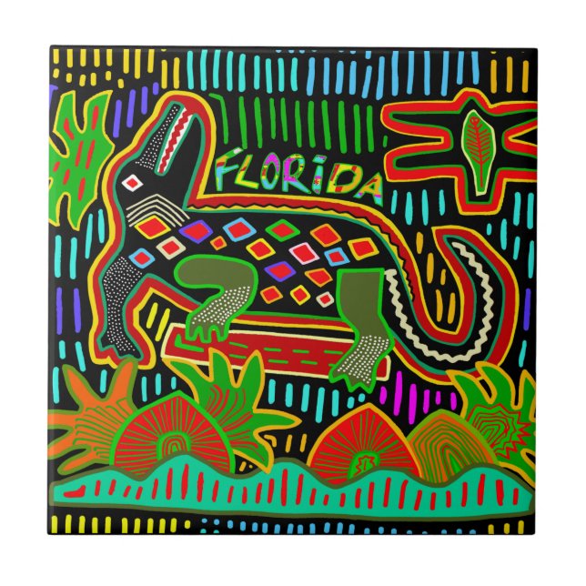 Florida Gator i Tropical Jungle Tile Kakelplatta (Framsidan)