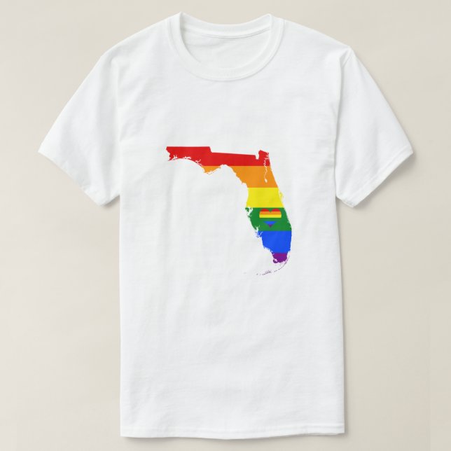 Florida Gay pride Rainbow Flagga Heart GLBTQ Desig T Shirt (Design framsida)